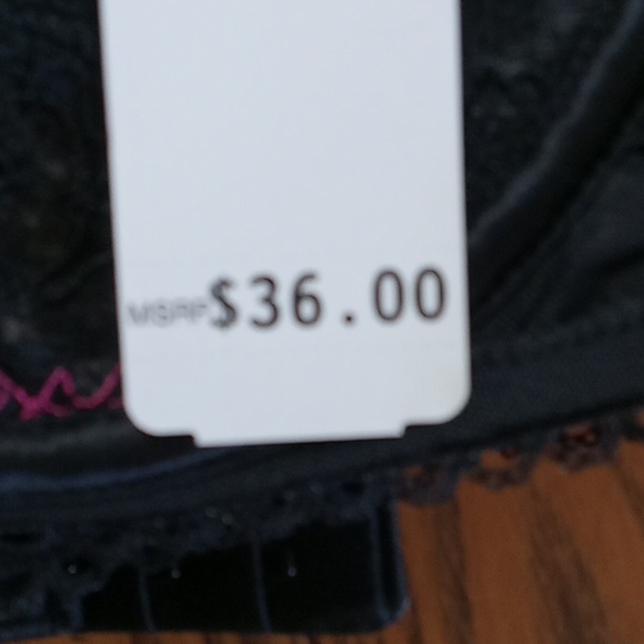 FELINA LACE BRA 34D Intimates Womens New Bralette UNDERWIRE Black Pink - Picture 6 of 6